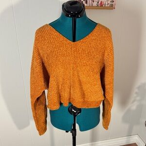 Double Zero V-Neck Sweater in Warm Orange